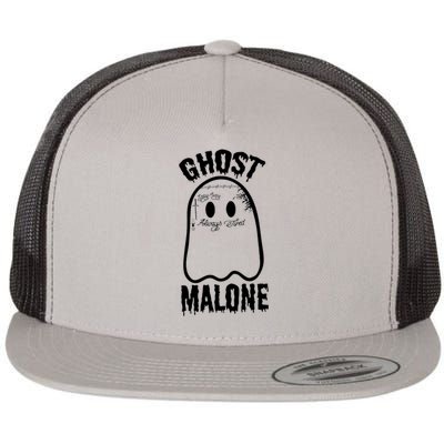 Ghost Malone Post Malone Funny Ghost Halloween Flat Bill Trucker Hat