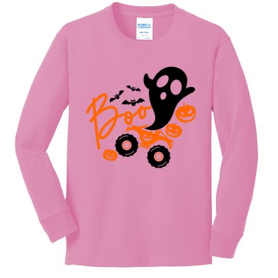 Ghost Monster Pumpkin Truck Rider Boo Halloween Pumpkin Gift Kids Long Sleeve Shirt