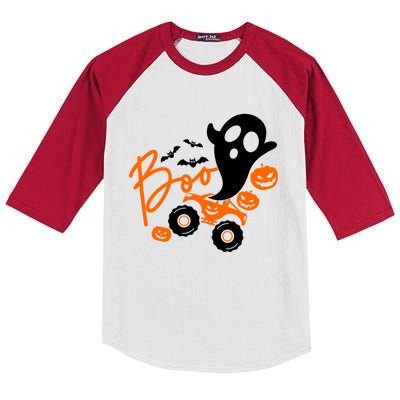 Ghost Monster Pumpkin Truck Rider Boo Halloween Pumpkin Gift Kids Colorblock Raglan Jersey