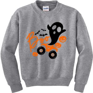 Ghost Monster Pumpkin Truck Rider Boo Halloween Pumpkin Gift Kids Sweatshirt