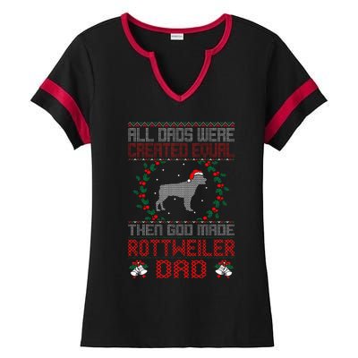 God Made Rottweiler Dog Dad Christmas Ugly Sweater Gift  Ladies Halftime Notch Neck Tee