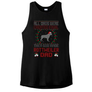 God Made Rottweiler Dog Dad Christmas Ugly Sweater Gift  Ladies PosiCharge Tri-Blend Wicking Tank