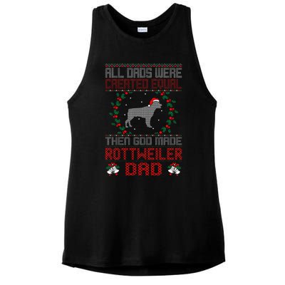 God Made Rottweiler Dog Dad Christmas Ugly Sweater Gift  Ladies PosiCharge Tri-Blend Wicking Tank