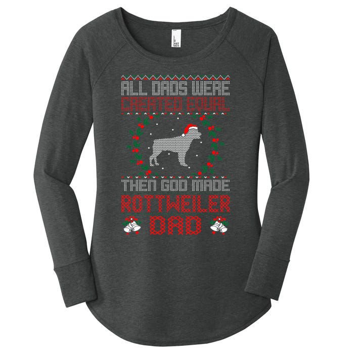 God Made Rottweiler Dog Dad Christmas Ugly Sweater Gift  Women's Perfect Tri Tunic Long Sleeve Shirt