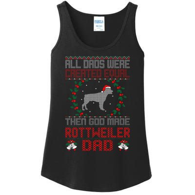 God Made Rottweiler Dog Dad Christmas Ugly Sweater Gift  Ladies Essential Tank