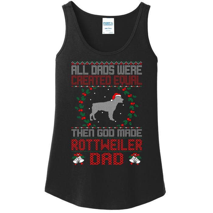 God Made Rottweiler Dog Dad Christmas Ugly Sweater Gift  Ladies Essential Tank