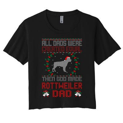 God Made Rottweiler Dog Dad Christmas Ugly Sweater Gift  Women's Crop Top Tee