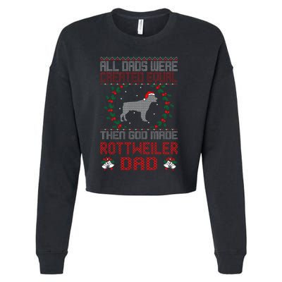 God Made Rottweiler Dog Dad Christmas Ugly Sweater Gift  Cropped Pullover Crew