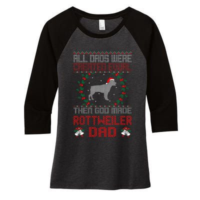 God Made Rottweiler Dog Dad Christmas Ugly Sweater Gift  Women's Tri-Blend 3/4-Sleeve Raglan Shirt