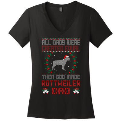 God Made Rottweiler Dog Dad Christmas Ugly Sweater Gift  Women's V-Neck T-Shirt