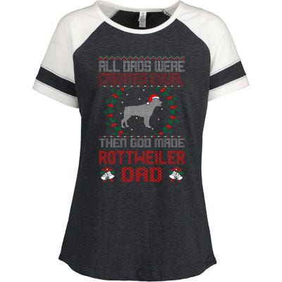 God Made Rottweiler Dog Dad Christmas Ugly Sweater Gift  Enza Ladies Jersey Colorblock Tee