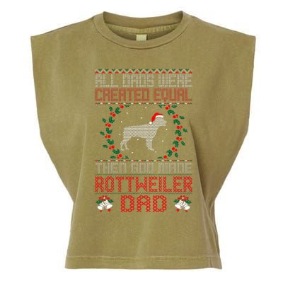 God Made Rottweiler Dog Dad Christmas Ugly Sweater Gift  Garment-Dyed Women's Muscle Tee