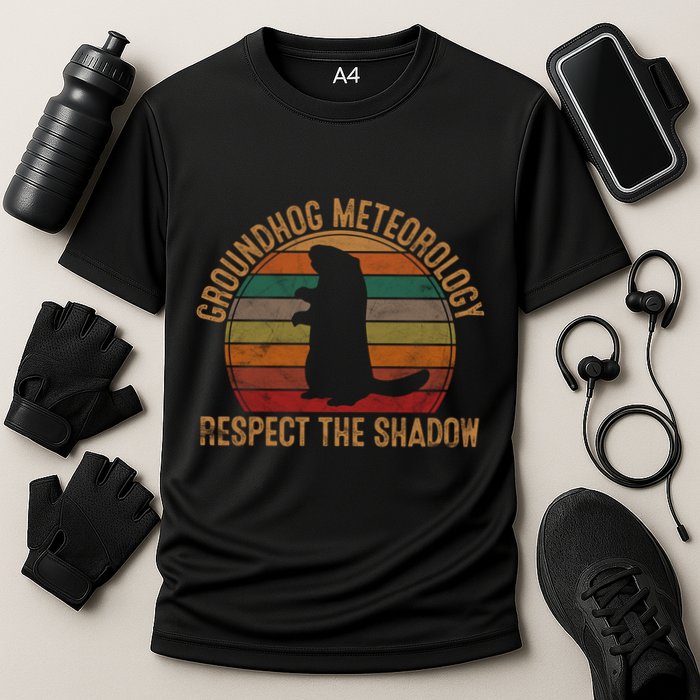 Groundhog Meteorology Respect The Shadow Gift Groundhog Day Funny Gift Cooling Performance Crew T-Shirt