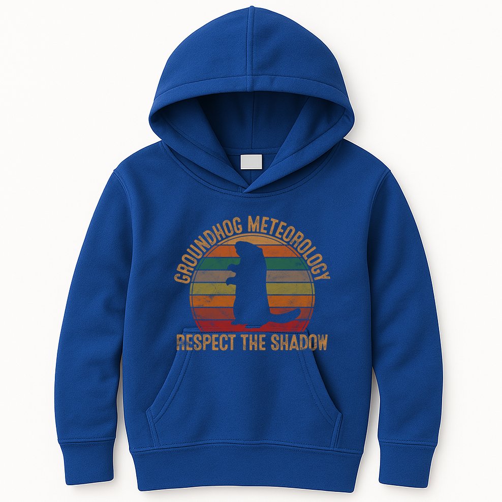 Groundhog Meteorology Respect The Shadow Gift Groundhog Day Funny Gift Kids Hoodie