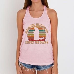 Groundhog Meteorology Respect The Shadow Gift Groundhog Day Funny Gift Women's Knotted Racerback Tank