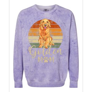 Golden Mom Retro Sunset Golden Retriever Lover Colorblast Crewneck Sweatshirt