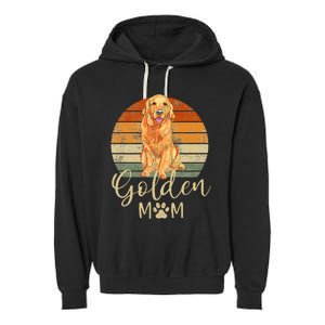 Golden Mom Retro Sunset Golden Retriever Lover Garment-Dyed Fleece Hoodie