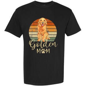 Golden Mom Retro Sunset Golden Retriever Lover Garment-Dyed Heavyweight T-Shirt