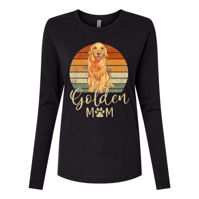 Golden Mom Retro Sunset Golden Retriever Lover Womens Cotton Relaxed Long Sleeve T-Shirt