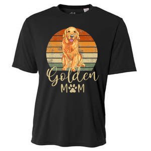 Golden Mom Retro Sunset Golden Retriever Lover Cooling Performance Crew T-Shirt