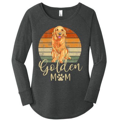 Golden Mom Retro Sunset Golden Retriever Lover Women's Perfect Tri Tunic Long Sleeve Shirt