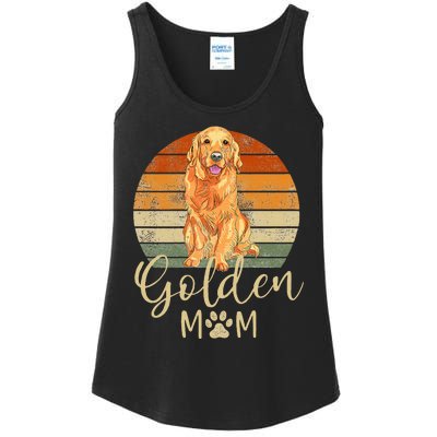 Golden Mom Retro Sunset Golden Retriever Lover Ladies Essential Tank