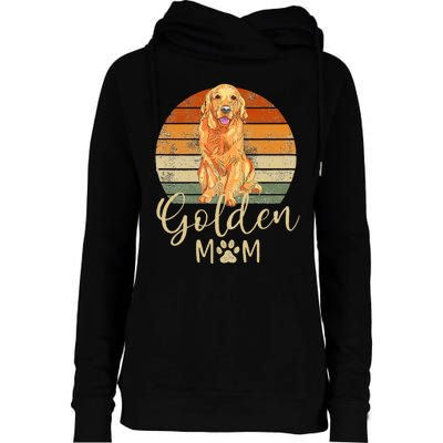 Golden Mom Retro Sunset Golden Retriever Lover Womens Funnel Neck Pullover Hood