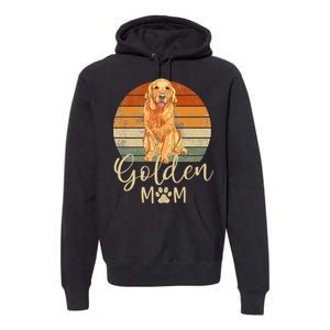 Golden Mom Retro Sunset Golden Retriever Lover Premium Hoodie