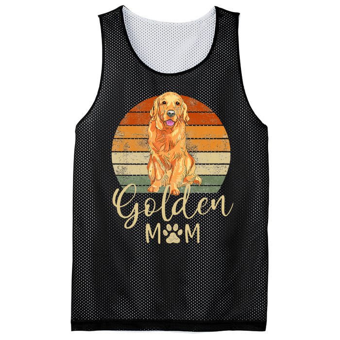 Golden Mom Retro Sunset Golden Retriever Lover Mesh Reversible Basketball Jersey Tank