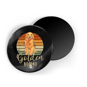 Golden Mom Retro Sunset Golden Retriever Lover Magnet