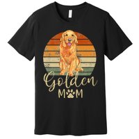 Golden Mom Retro Sunset Golden Retriever Lover Premium T-Shirt