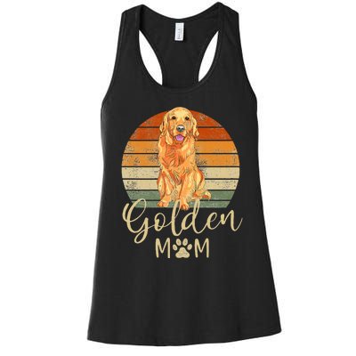 Golden Mom Retro Sunset Golden Retriever Lover Women's Racerback Tank