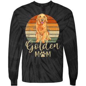 Golden Mom Retro Sunset Golden Retriever Lover Tie-Dye Long Sleeve Shirt