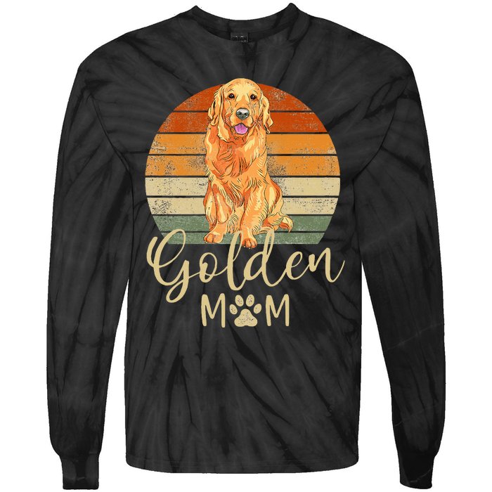 Golden Mom Retro Sunset Golden Retriever Lover Tie-Dye Long Sleeve Shirt