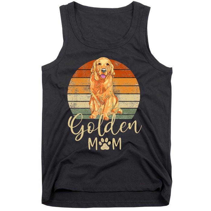 Golden Mom Retro Sunset Golden Retriever Lover Tank Top