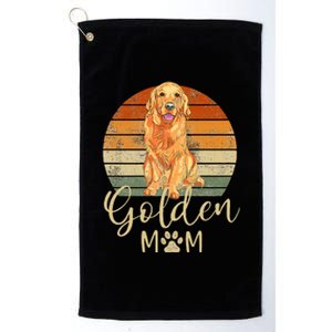 Golden Mom Retro Sunset Golden Retriever Lover Platinum Collection Golf Towel