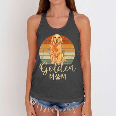 Golden Mom Retro Sunset Golden Retriever Lover Women's Knotted Racerback Tank