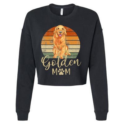 Golden Mom Retro Sunset Golden Retriever Lover Cropped Pullover Crew