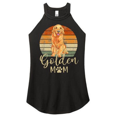 Golden Mom Retro Sunset Golden Retriever Lover Women's Perfect Tri Rocker Tank