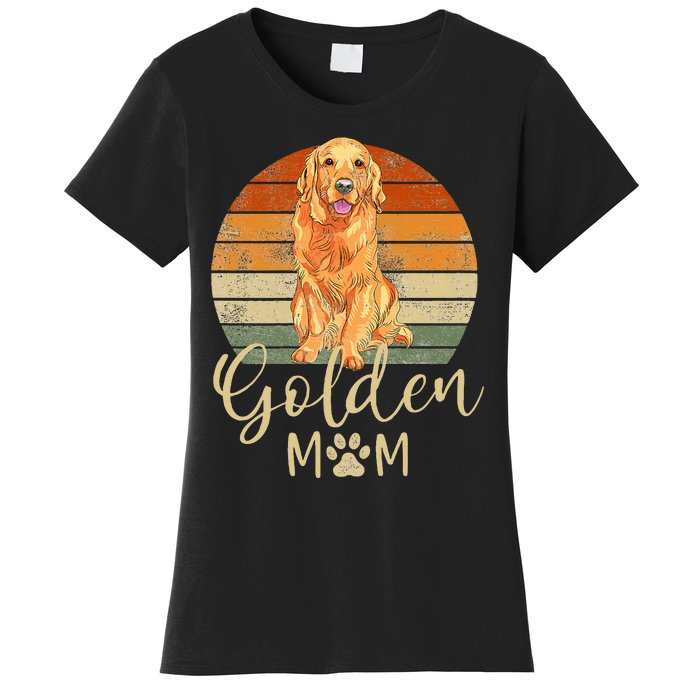 Golden Mom Retro Sunset Golden Retriever Lover Women's T-Shirt