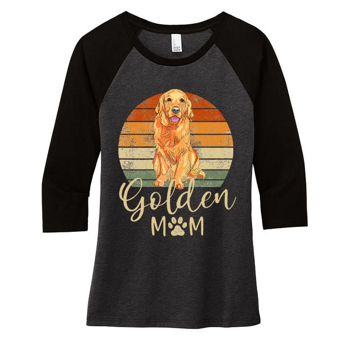 Golden Mom Retro Sunset Golden Retriever Lover Women's Tri-Blend 3/4-Sleeve Raglan Shirt