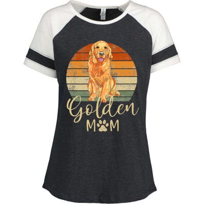 Golden Mom Retro Sunset Golden Retriever Lover Enza Ladies Jersey Colorblock Tee