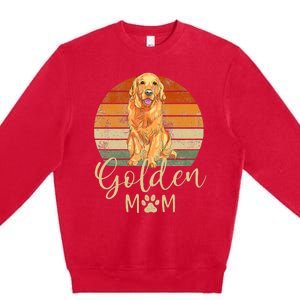 Golden Mom Retro Sunset Golden Retriever Lover Premium Crewneck Sweatshirt