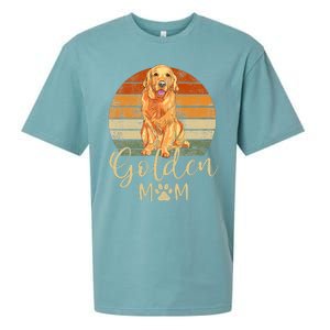 Golden Mom Retro Sunset Golden Retriever Lover Sueded Cloud Jersey T-Shirt