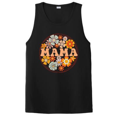 Groovy Mama Retro Flowers Women MotherS Day Wildflower Mom PosiCharge Competitor Tank