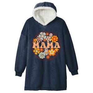 Groovy Mama Retro Flowers Women MotherS Day Wildflower Mom Hooded Wearable Blanket