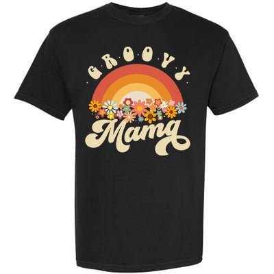 Groovy Mama Retro Rainbow Flowers Garment-Dyed Heavyweight T-Shirt