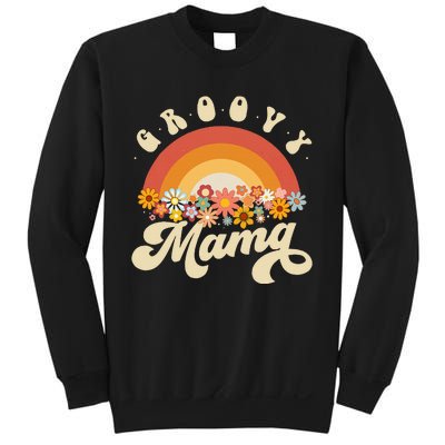 Groovy Mama Retro Rainbow Flowers Sweatshirt