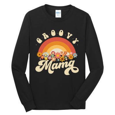 Groovy Mama Retro Rainbow Flowers Tall Long Sleeve T-Shirt