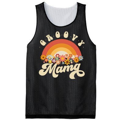 Groovy Mama Retro Rainbow Flowers Mesh Reversible Basketball Jersey Tank